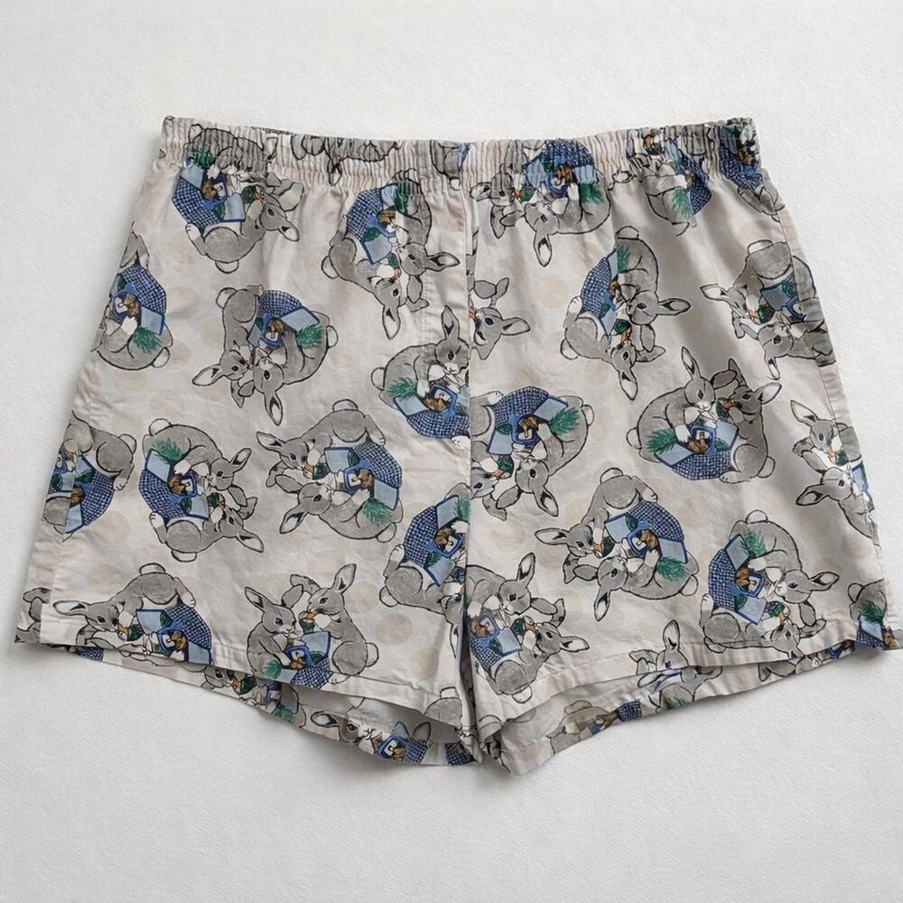 Vtg Y2K Bunny Animal Shorts Sleepygirl Rabbits Hare 100% Cotton sz‎ XL kidcore